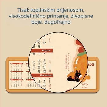 Velika podloga za miš s kalendarom za godinu 2026. Godina konja, prilagođeni dar, dimenzije 800 × 300 × 3 mm, prirodna guma, jednostrana, podrška zapešća