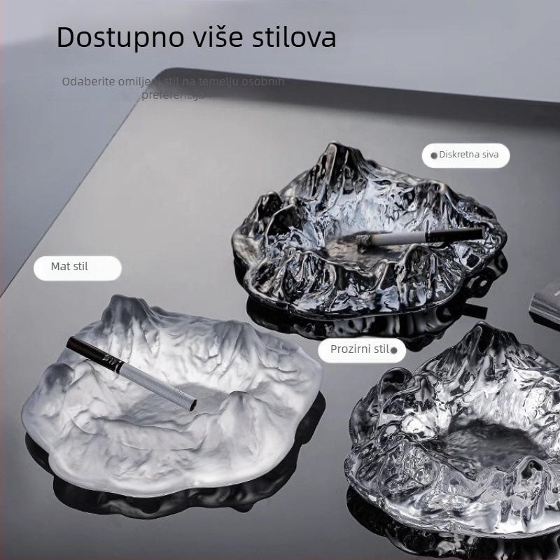 Stakleni pepelnjak za ured i dom – kreativan dizajn, luksuzan stil za dnevni boravak, inspiriran ledenim brijegom
