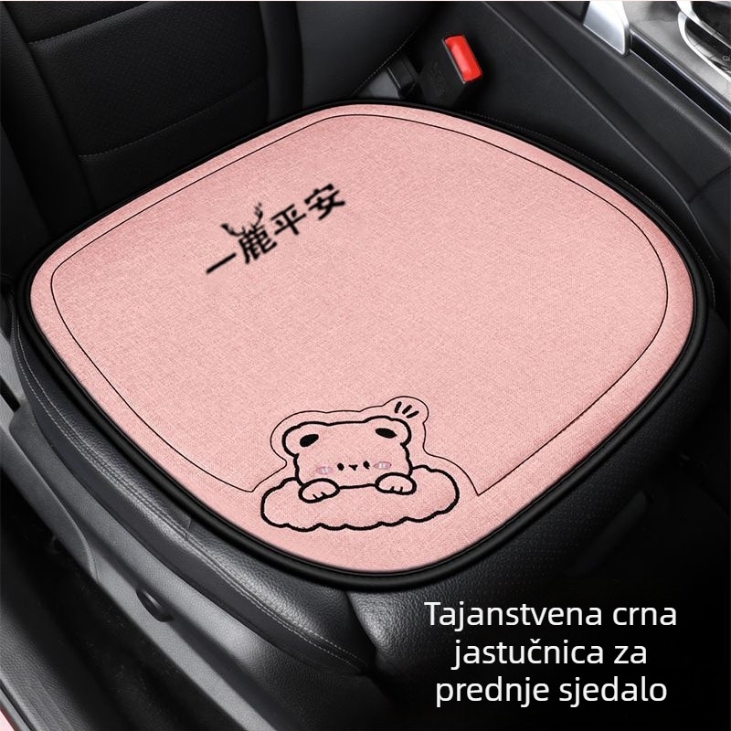 Trodijelni set jastučića za sjedala automobila – univerzalan za sve sezone, laneni navlaka za sjedalo, polupokrivački jastučić i sladak zimski jastučić za auto