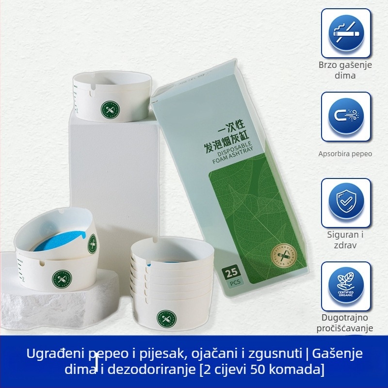 Jednokratni pepelnjak s ugrađenim gašenim pijeskom, plastični, bez brenda, bez prilagodbe, za ured i kućnu uporabu