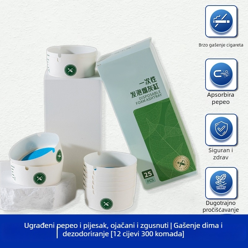 Jednokratni pepelnjak s ugrađenim gašenim pijeskom, plastični, bez brenda, bez prilagodbe, za ured i kućnu uporabu