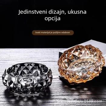 Deli stakleni pepelnjak – minimalistički dizajn s dijamantnim kristalom, prilagodljiv za ured i dom