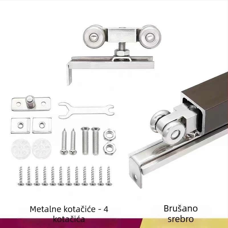 Kladka za klizna vrata – cinkova legura, 4 metalna kotačića, nosivost do 200 kg, za čvrsta drvena vrata