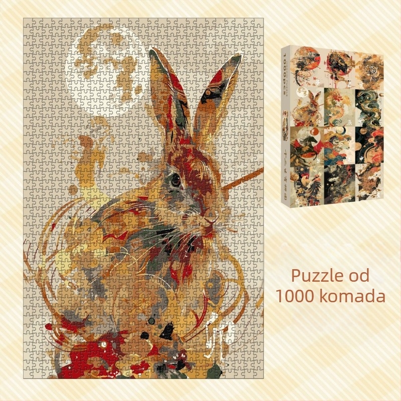 Papirna plošna slagalica, 1000 komada, prepoznavanje kineskog zodijaka, edukativna igra, kineska kultura, prilagodljive crteže
