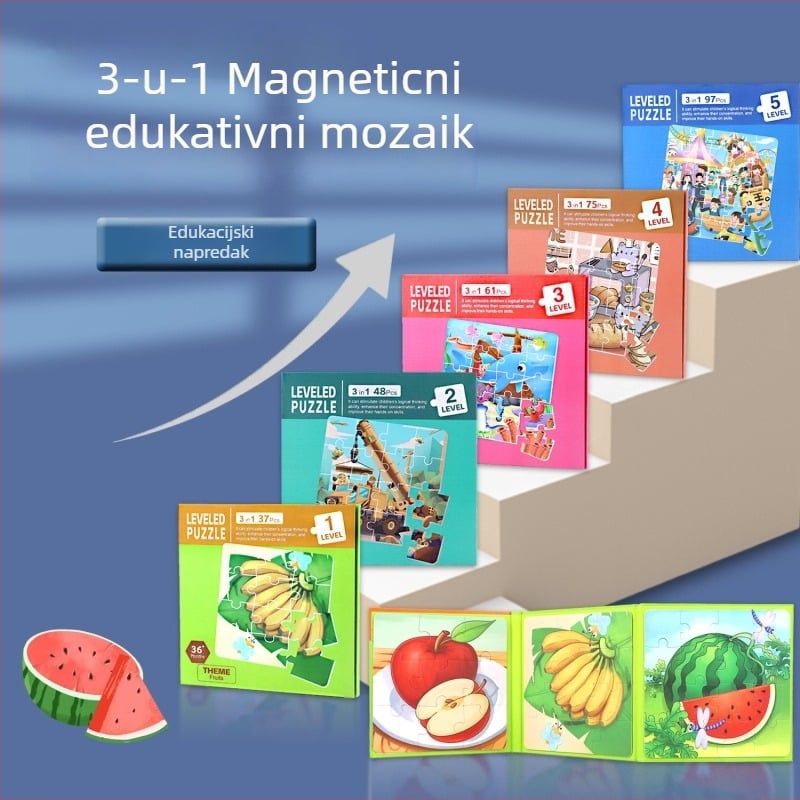 Papirna slagalica-knjiga za djecu, 11 scena, plošna slagalica, rana edukacija, unisex, uzrast 4-6 godina, prilagodljiva prema crtežima.