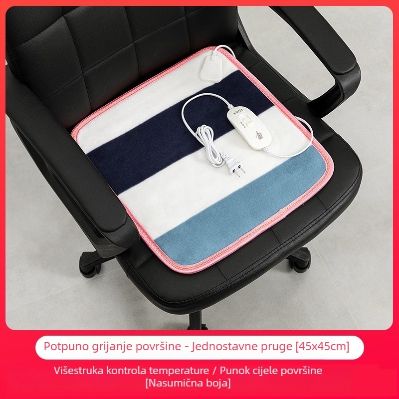 Grijajući jastučić za sjedalo uredskog stolca, gornji materijal od zecje dlake fleece, USB napajanje, dizajn grijanja uloška