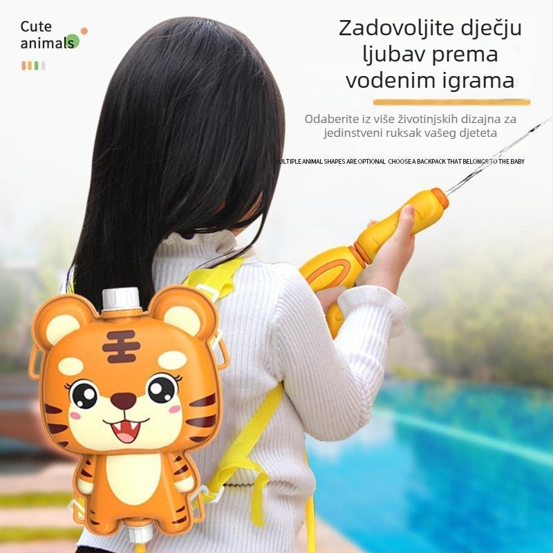 Vodeni pištolj s ruksakom za djecu (Materijal: Plastika; Funkcija: Raspršivanje vode; Dobna skupina: 4–6 godina; 3C certifikat: 2021152202035312; Pakiranje: OPP vrećica)