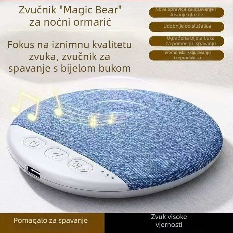 Bluetooth mini zvučnik za jastučnicu sa bijelim šumom – 3W, BT 5.3, 60Hz-15kHz, SNR ≥60dB, ugrađena baterija 800–1000mAh