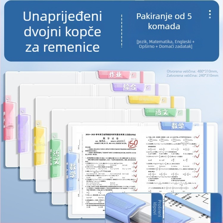 A4 mapa za ispite papira s prozirnim dvostrukim klipom i dvije vučne šipke, PP materijal, debljina ploče 2 mm