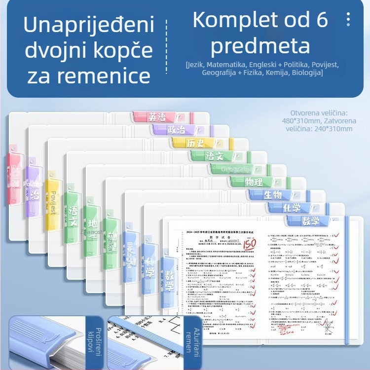 A4 mapa za ispite papira s prozirnim dvostrukim klipom i dvije vučne šipke, PP materijal, debljina ploče 2 mm