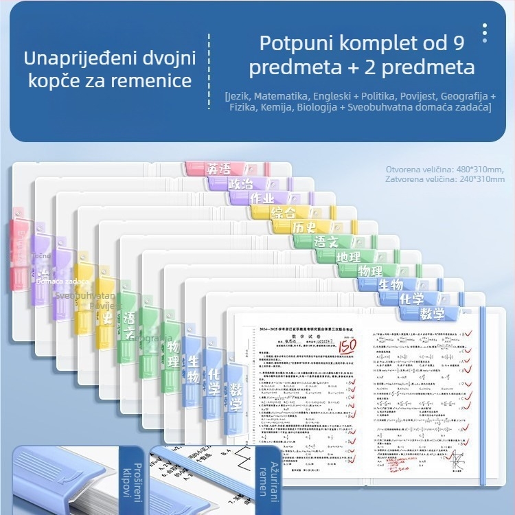 A4 mapa za ispite papira s prozirnim dvostrukim klipom i dvije vučne šipke, PP materijal, debljina ploče 2 mm
