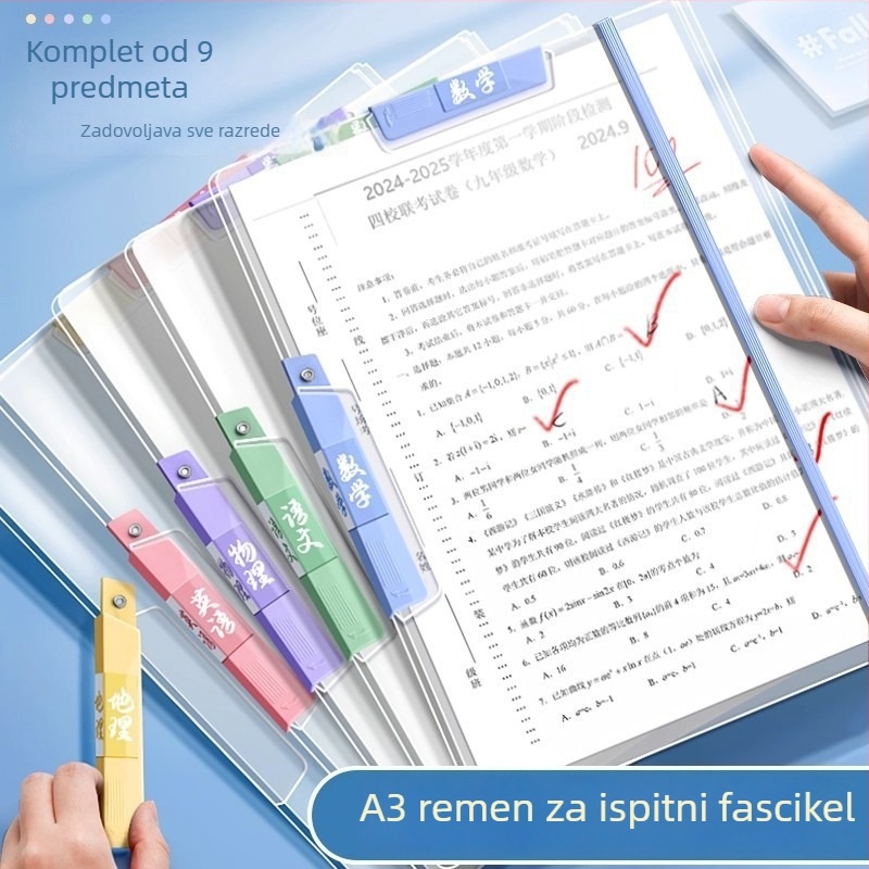 A4 mapa za ispite papira s prozirnim dvostrukim klipom i dvije vučne šipke, PP materijal, debljina ploče 2 mm