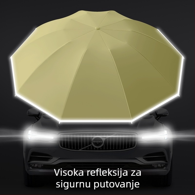 Preokretni sklopivi kišobran s 10 rebara od vlakana, Impact 210T kanopa, UV zaštita UPF50+, poluautomatsko otvaranje, automatsko zatvaranje, s prilagođenim logom