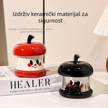 Keramički pepeljara s poklopcem, He youji, crtani stil, jednostavan dizajn, skladištenje