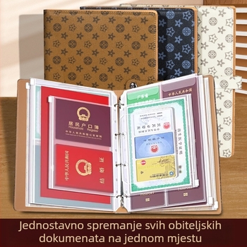 Kožna kutija za dokumente sa kopčom, model H008, unutarnje stranice PVC, 18–24 listova, zamjena informativne knjige, mogućnost otiska logotipa