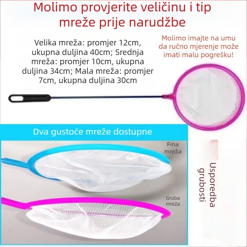Dječja ribarska mreža, džepna teleskopska mreža, okruglog oblika, za ribe i vodene organizme