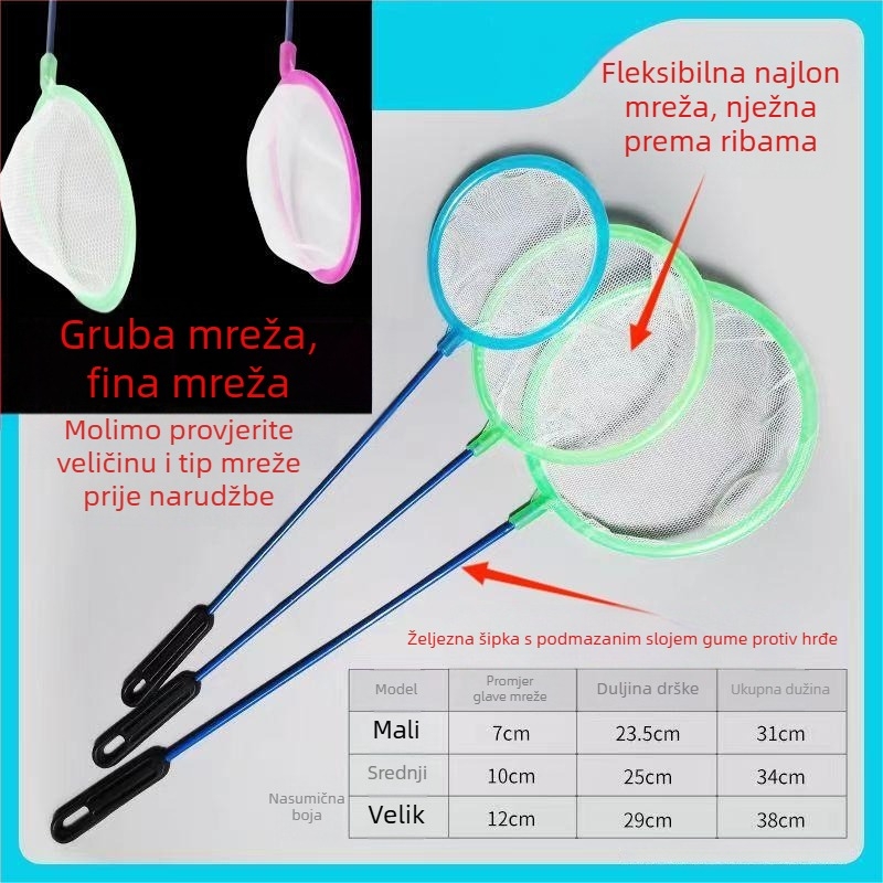 Dječja ribarska mreža, džepna teleskopska mreža, okruglog oblika, za ribe i vodene organizme