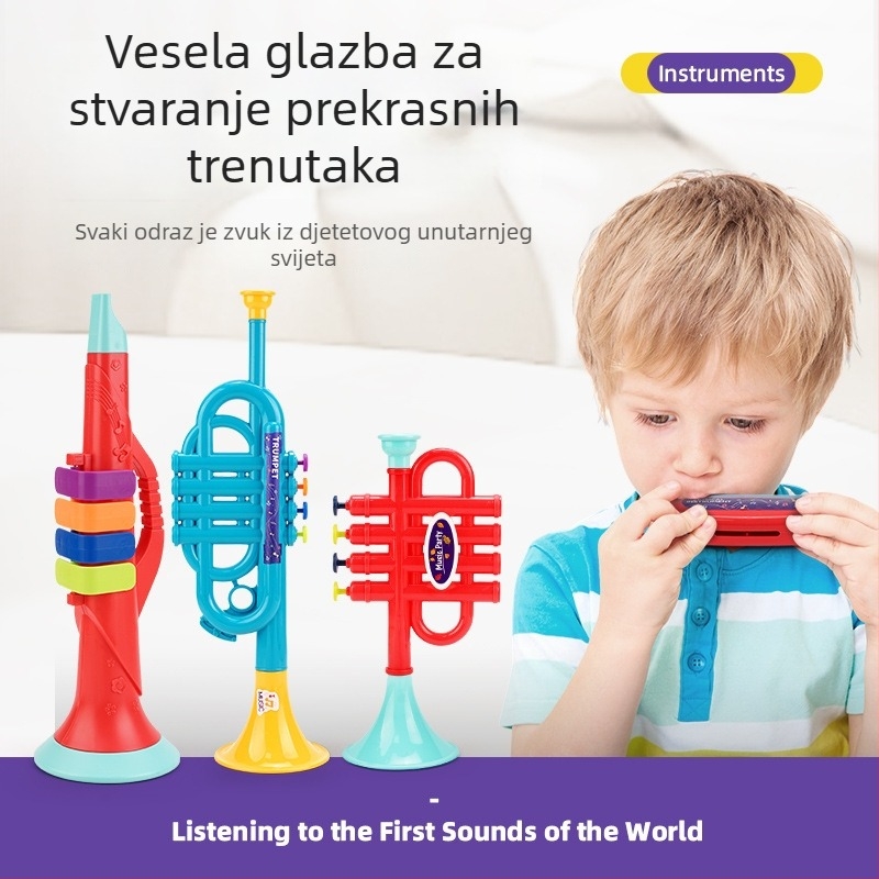 Dječji set glazbenih instrumenata — plastični, inspirirani Orffom, za djecu 4–6 godina, u šarenoj kutiji
