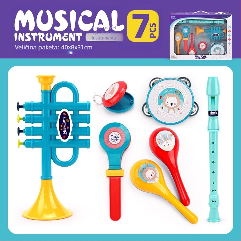 Dječji set glazbenih instrumenata — plastični, inspirirani Orffom, za djecu 4–6 godina, u šarenoj kutiji
