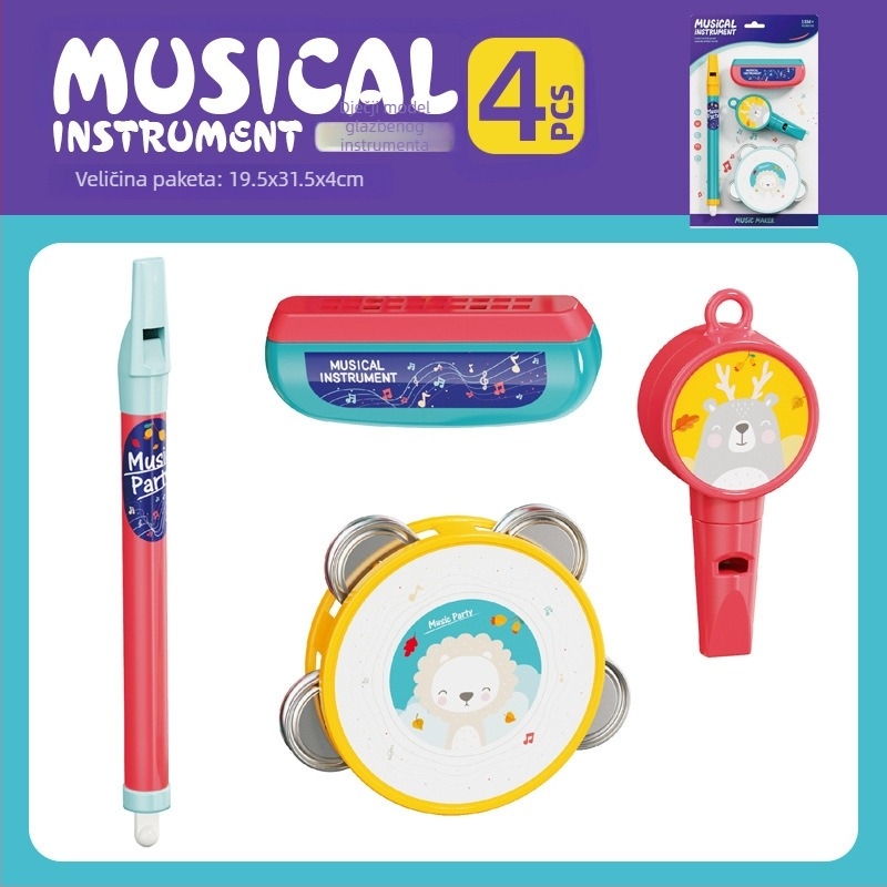 Dječji set glazbenih instrumenata — plastični, inspirirani Orffom, za djecu 4–6 godina, u šarenoj kutiji