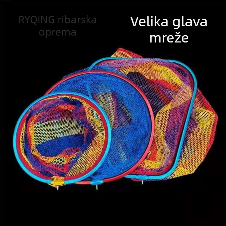 Glava mreže od aluminijske legure za ribolovnu mrežu, ne-sklopiva, s najlonskom mrežom, trokutasto-okrugli dizajn, anti-zamka