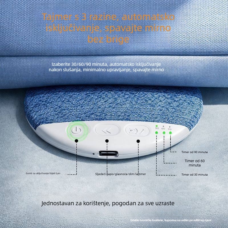 Zvučnik ispod jastuka za san, Bluetooth 5.3, mini zvučnik, raspon frekvencija 60 Hz–15 kHz, izlazna snaga <10 W, SNR ≥60 dB, reprodukcija 6 sati
