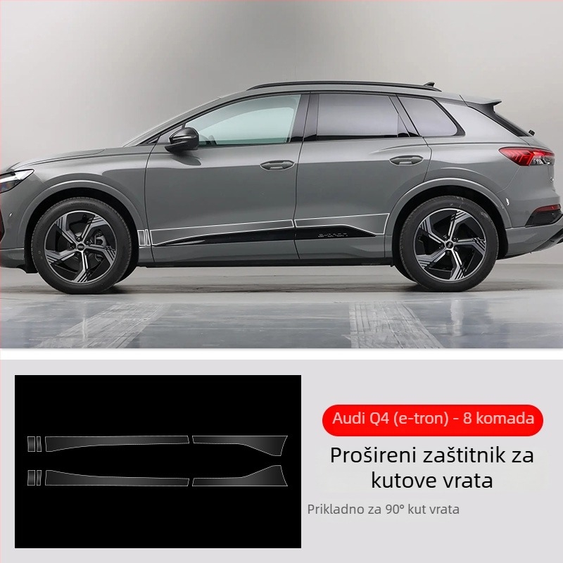 Chiwick TPU prozirni zaštitni film za Audi Q4 e-tron: kutovi prednjih i stražnjih vrata te bočni pragovi karoserije