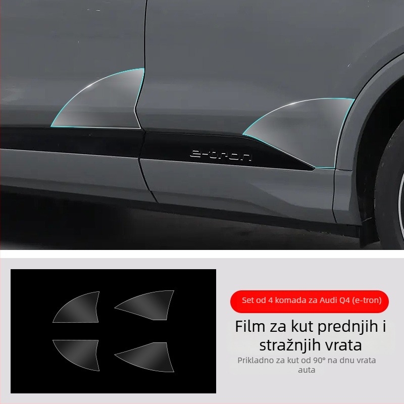 Chiwick TPU prozirni zaštitni film za Audi Q4 e-tron: kutovi prednjih i stražnjih vrata te bočni pragovi karoserije
