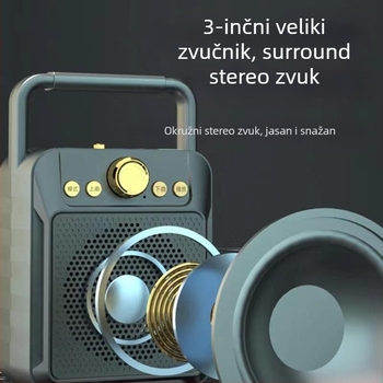 Jinzheng M95 vanjski Bluetooth zvučnik, 10W, Bluetooth 5.0, ugrađena baterija 4000–6000mAh, frekvencijski odziv 100Hz–20kHz, domet 10m