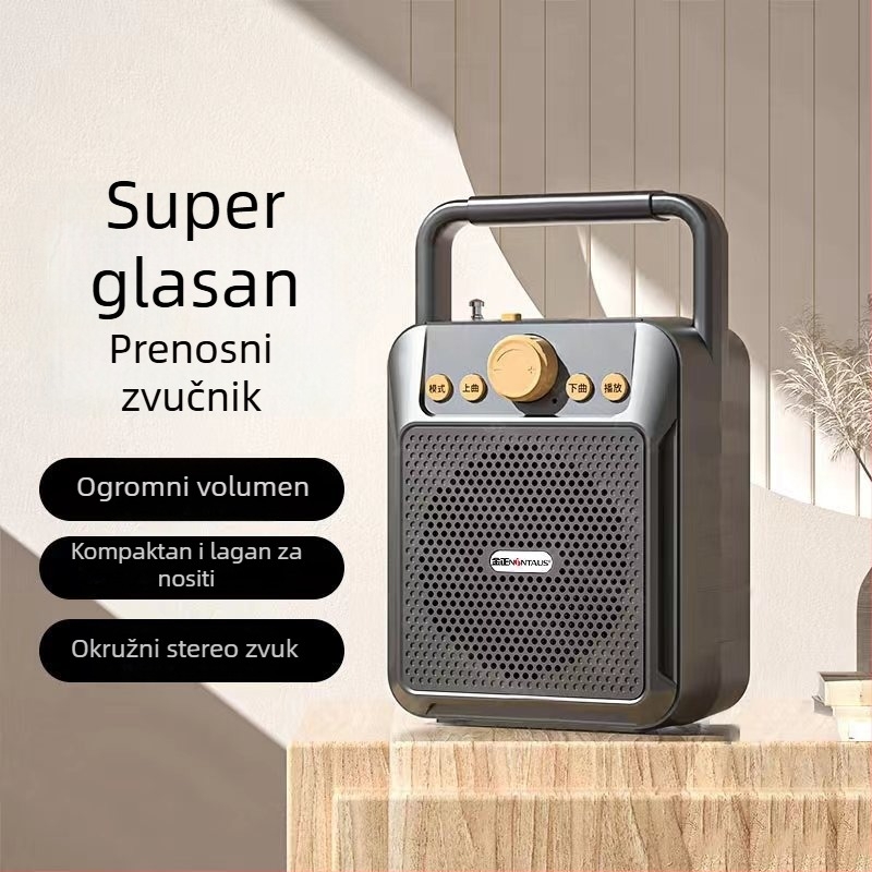 Jinzheng M95 vanjski Bluetooth zvučnik, 10W, Bluetooth 5.0, ugrađena baterija 4000–6000mAh, frekvencijski odziv 100Hz–20kHz, domet 10m
