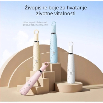 Potpuno automatski sklopivi kišobran s vinilnom tkaninom, prenosni kišobran za sunce i kišu uz ispis logotipa