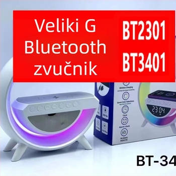 Bluetooth zvučnik sa budilicom, ugrađena litij baterija 1000–1200mAh, USB bežično punjenje, stolna ambijentalna LED rasvjeta, Bluetooth 5.3
