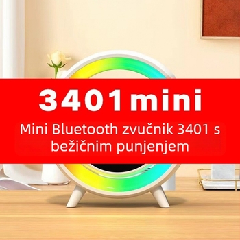 Bluetooth zvučnik sa budilicom, ugrađena litij baterija 1000–1200mAh, USB bežično punjenje, stolna ambijentalna LED rasvjeta, Bluetooth 5.3
