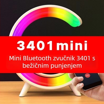 Bluetooth zvučnik sa budilicom, ugrađena litij baterija 1000–1200mAh, USB bežično punjenje, stolna ambijentalna LED rasvjeta, Bluetooth 5.3