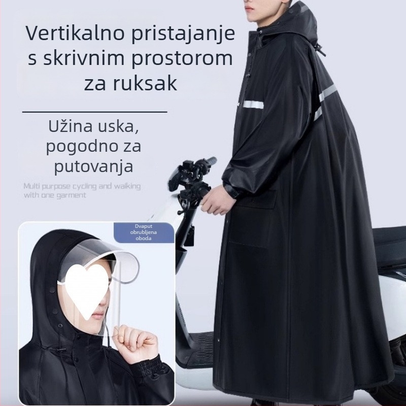 Ciklistička kišna ponča — PVC tkanina, tanka, višekratna upotreba, PU ljepilo