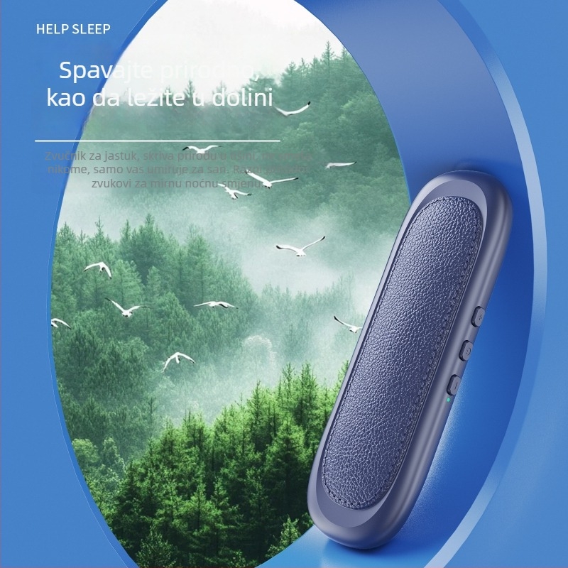 Jastučnica s kostnom provodljivošću Bluetooth zvučnik za san – Bluetooth 5.3, frekvencijski raspon 100 Hz–20 kHz, SNR ≥85 dB, ugrađena baterija 300–500 mAh, nominalna snaga 2,8 W