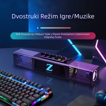 Desktop gaming zvučnik sa mikrofonom, dvostruki Bluetooth i žični priključak, 20W, 100Hz-20kHz, stereo zvuk