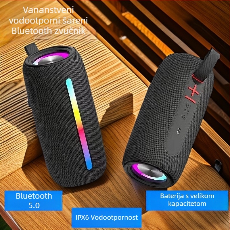 Bluetooth zvučnik s RGB rasvjetom, ukupna snaga 10W, Bluetooth 5.0, 100Hz-20kHz, SNR ≥75dB, ugrađena baterija 1200–2000mAh
