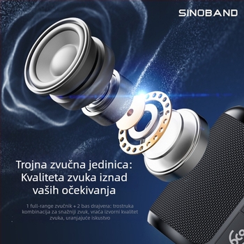 Xidobao Bluetooth zvučnik 40W, Bluetooth 5.3, raspon frekvencija 20Hz-20kHz, SNR ≥75dB, ugrađena baterija 4000–6000mAh