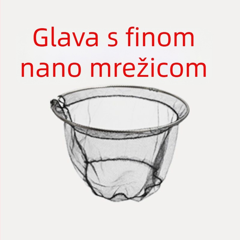Set mreža za ribolov s teleskopskom šipkom i torbom; nehrđajući čelik; mreža s finim očima; ne sklapa se