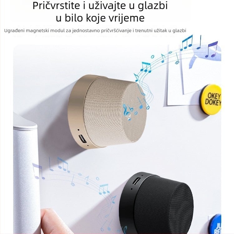 Magnetni Bluetooth zvučnik s USB stereo zvukom, prva generacija, kompaktan za kućnu i vanjsku upotrebu, IPX7 vodootporan