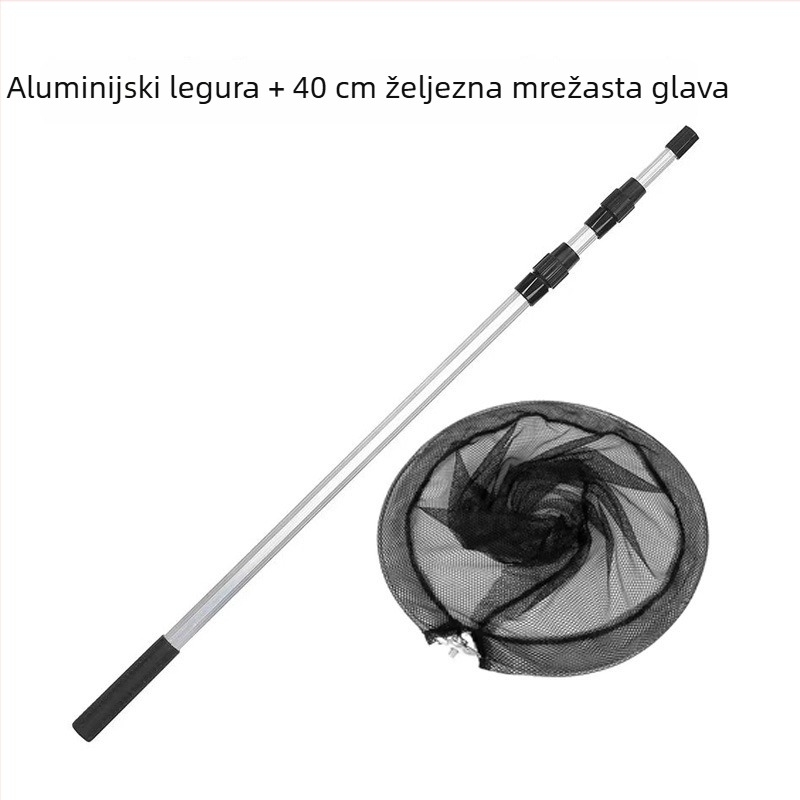 Ribolovna mreža za ulov s aluminijskim spojem, teleskopska drška, glava od nehrđajućeg čelika