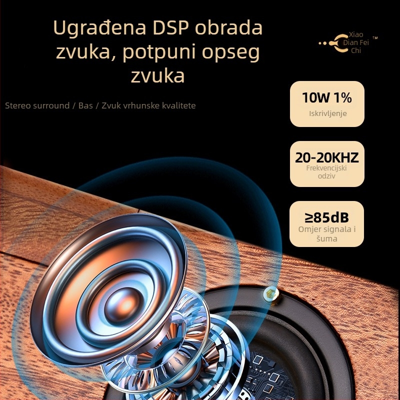 Bluetooth zvučnik verzija 5.3, 12,5W, raspon 20Hz-20kHz, SNR ≥85dB, podrška TF kartici