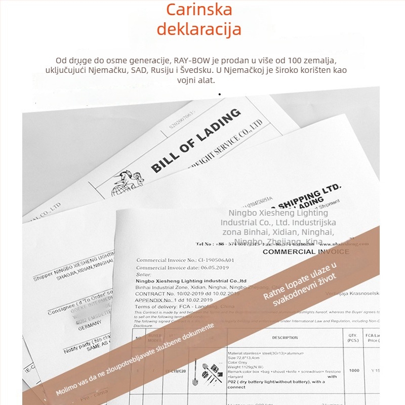 Sharp Leopard višenamjenska lopata za kampiranje, manganova čelika, s kamenom za paljenje