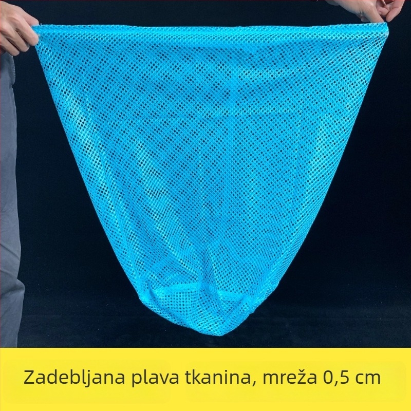 Ribolovna mreža za lov s drvenom ručkom, željeznim prstenom i ojačanim najlonskim mrežom; kvadratni okvir i čvrsta glava mreže.