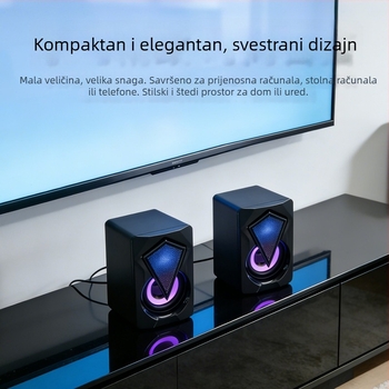 Bluetooth stolni zvučnik, USB napajanje, RGB osvjetljenje, snaga 2x3W, frekvencijski raspon 45Hz–16kHz