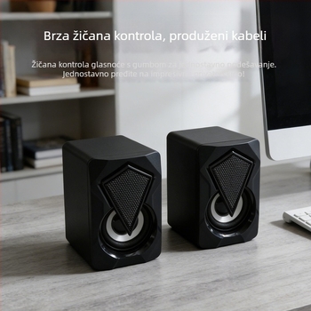 Bluetooth stolni zvučnik, USB napajanje, RGB osvjetljenje, snaga 2x3W, frekvencijski raspon 45Hz–16kHz