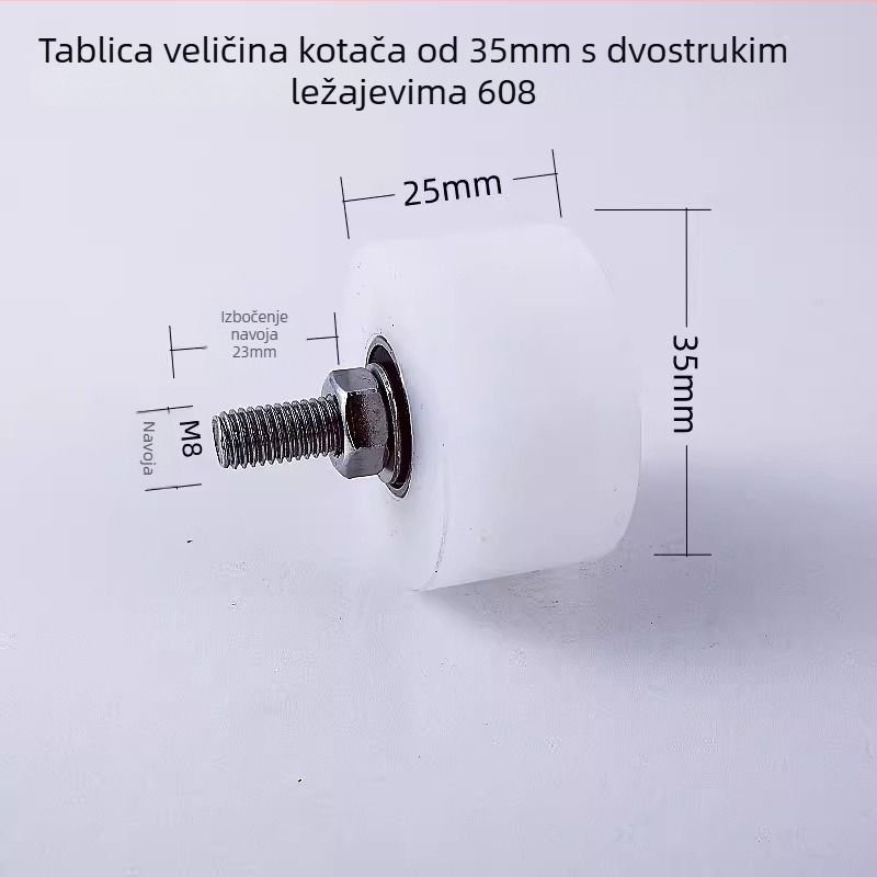 Teška fiksna kladna s vodljivim ležajemom za podizanje, od nehrđajućeg čelika 304, Ø35 mm, osovina M8, model 4516, maksimalno opterećenje 100