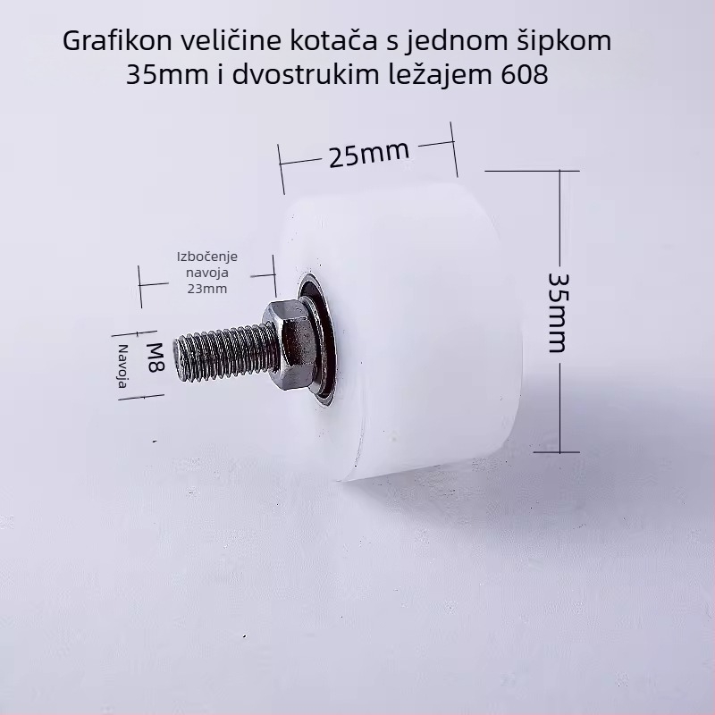 Teška fiksna kladna s vodljivim ležajemom za podizanje, od nehrđajućeg čelika 304, Ø35 mm, osovina M8, model 4516, maksimalno opterećenje 100