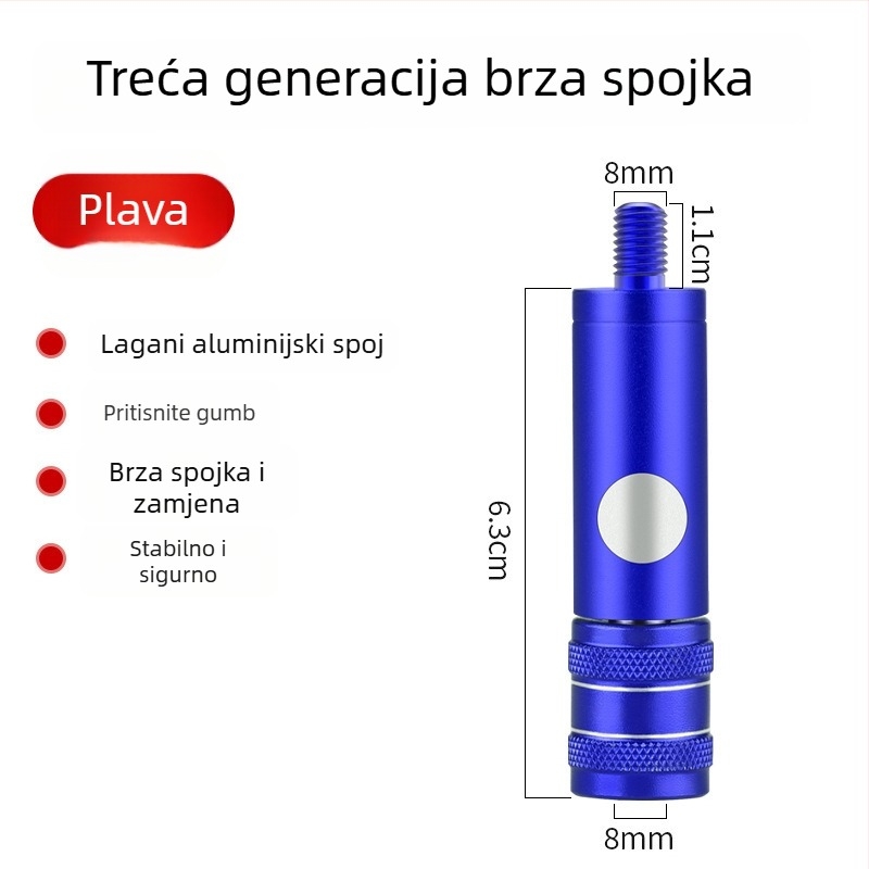 Konektor štapa mreže za ribolov s protivokretanjem, glava brzog otpuštanja pritiskom, aluminijski spoj, brend Dashi